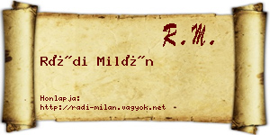 Rádi Milán névjegykártya
