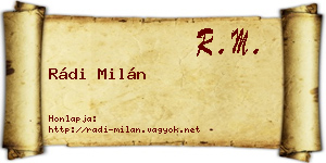 Rádi Milán névjegykártya